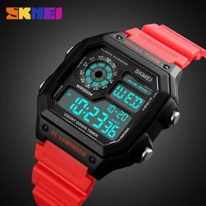 Skmeiスポーツウォッチメンズトップブランド高級有名なLEDデジタル時計男性時計メンズウォッチRelojes Deportivos Elren Uhren LY191226