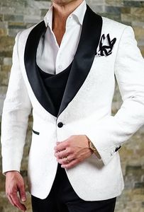 Yakışıklı Kabartma Groomsmen Şal Yaka Damat Smokin Erkek Takım Elbise Düğün / Balo / Akşam Yemeği Best Man Blazer (Ceket + Pantolon + Kravat + Yelek) A229