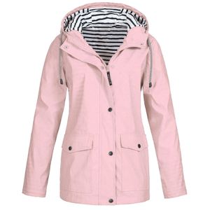 Kobiety Windbreaker Solidna kurtka przeciwdeszczowa Outdoor Plus Wodoodporna Kapturem Paraketki Wiatroodporne Kurtki Dla Kobiet Plus Rozmiar -