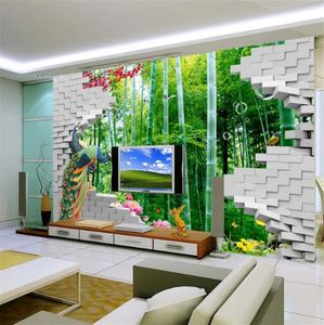 カスタム壁紙3D三次元クリエイティブファッション竹林HDリビングルーム寝室の背景壁の装飾の壁紙