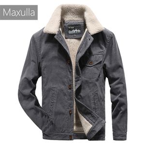 Maxulla 남성 바람 코트 짧은 겨울 남성의 따뜻한 코트 두꺼운 코듀로이 재킷 남성 모피 양털 오토바이 코트 의류 Mla062