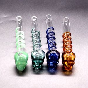 Helix skull Smoking Hand Pipes 5.5 Inch Great Pyrex Colorful Glass Oil Burner Water Bongs