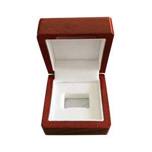 Cherry Wood Single Championship Ring Smycken Box Deluxe för engagemang, förslag eller speciella tillfällen med vit insats,