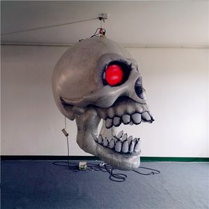 Hanging Inflatable Balloon Skull With LED Strip For City Parade Or Halloween Nightclub Ceiling Stage Decoration