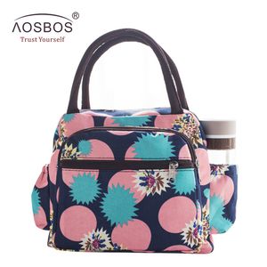 Aosbos Waterproof Picnic Lunch Bag Portable Oxford Canvas Tote Bags Food Storage Bags for Women Lunch Box Printing Thermal Bag D19010902
