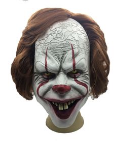 Silicone Movie Stephen King Joker Mask Full Face Horror Clown Latex Mask Halloween masks Party Horrible Cosplay Prop Mask YD0406