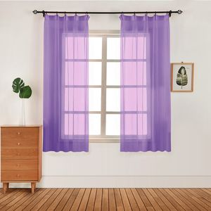 Modern Solid Color Summer Tulle Curtain For Living Room Bedroom Bathroom White Sheer Curtains Window Door Linen Doors Drapes 1 piece panels