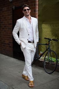 Damat smokin Groomsmen Notch Yaka Custom Made Beyaz Erkekler Suits Düğün / Gelinlik / Akşam Sağdıç Blazer (Ceket + Pantolon + Kravat) M1463