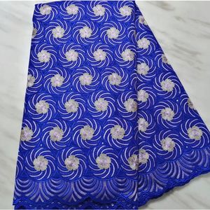 5 Yards/pc High qulaity royal blue african cotton fabric and flower style embroidery swiss voile lace fabric for dress BC68-6