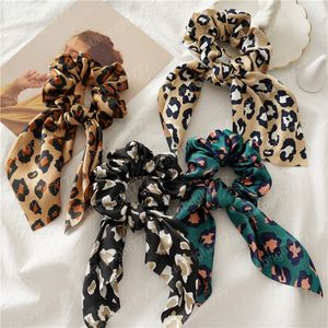 Kawaii Hasenohren Scrunchies Leopard Gummi Haargummis Niedliche Scrunchie Frauen elastische Haarbänder Mädchen Tierdruck Pferdeschwanzhalter