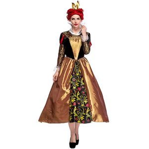 Eleganckie Kobiety Flirty Queen Hearts Costume Movie Vicious Queen Cosplay Dress Halloween Karnawał Party Retro Palace Długa sukienka