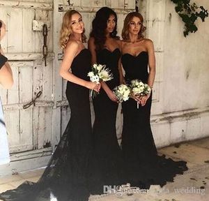 2019 Svart brudtärna klänning spets ärmlös formell bröllopsfest gästpige av ära klänning plus storlek skräddarsydda