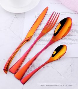Quality Stainless Steel Tableware Set Of Four Hotel Knife And Fork Spoon Western Food Titanium Plated Tableware 977