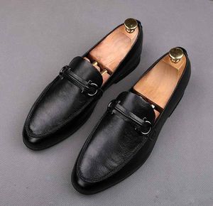 spring New mens dress shoes loafers pointed wedding casual shoes black shoes