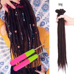 Dread Hair Extensions 20 tum Soft Dreadlocks Crochet Braids Jumbo Dread Frisyr Ombre Färg Syntetisk Faux Locs Braiding Extensions Hooks