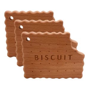 DIY Milk Biscuits Wood Teether Food Grade Natural Beech Pacifier 체인 안전 나무 아기 Teether 장난감 신생아