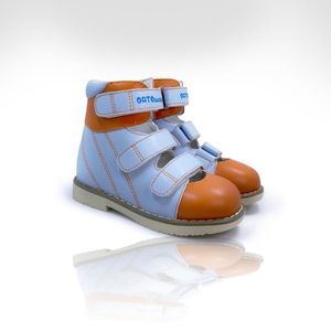 Sandali in pelle per bambini Scarpe ortopediche per ragazze dei ragazzi Soletta di supporto per l'arco plantare a punta chiusa Calzature correttive di colore blu per bambini