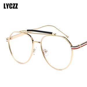 LYCZZ Occhiali rotondi con montatura grande in metallo Montature per occhiali vintage decorative Lenti trasparenti ottiche ultraleggere Occhiali retrò Uomo Donna