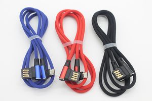 Wholesale via usb cable for sale - Group buy 2 A Micro USB Cables L Plug Aluminum Shell Fabric Data Fast Charging Cable Wire via DHL