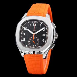 Melhor Edição YLF 5968A Caso de Aço Caixa Marrom Textura Discagem CH 28-520 C Automático Cronógrafo Mens Relógio Laranja Strap Watches Puretime A7750