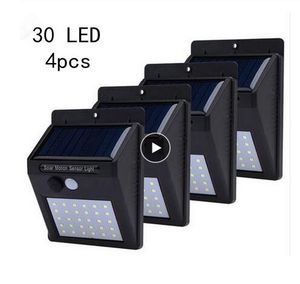 LED Solar Powered Lights Solar Wall lamp 30 LEDs PIR Motion Sensor Solar Lights Outdoor Waterproof Garden Decoration Lamps 4pcs