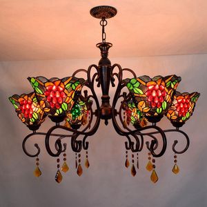 European Style Tiffany Lamps Creative Ретро Гостиная Люстра Американский Пастырский Виноградный Арт Стеклянная Лампа Западный Ресторан Кристаллическая Лампа