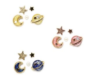 Wholesale universe earrings resale online - Star moon cartoon universe stud earrings women lovely earrings accessories
