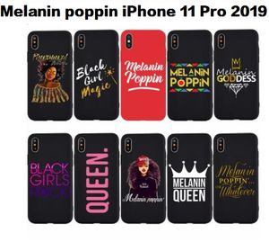 Melanin Poppin Queenデザイナー電話ケースiPhone 11 12 Pro Mini XS MAX XR X 6 6S 7 8プラスアフロブラックガールソフトTPUシリコンカバーケース