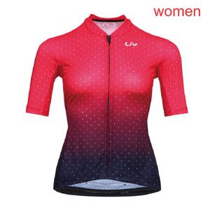 LIV Maglia da ciclismo da donna Traspirante Estate Pro team Maniche corte Camicia da mountain bike Equitazione Top da bicicletta Sport all'aria aperta Abbigliamento da ciclismo Y21090804