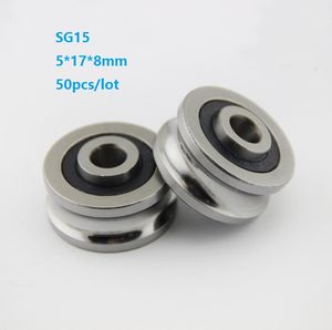 50PCS /ロットSG15 5X17X8MM U溝ころ軸受ローラーホイールプーリーボールベアリングガイドトラック5 * 17 * 8mm