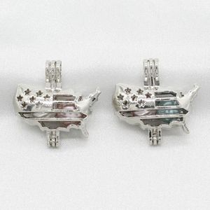 10 pcs prata bandeira americana pérola gaiola medalhões pingente jóias fazendo encantos para aromaterapia perfume difusor de óleo essencial