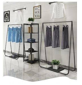 Black landing hanger Bedroom Furniture Coloured iron clothes and hats rack women's clothing store display racks