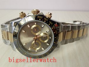 Luxury armbandsur 116523 Mens Silver Rostfritt Stål Keramisk Bezel GreyNo Chronograph Dial 40mm Mekaniska Klockor Ny Ankomst