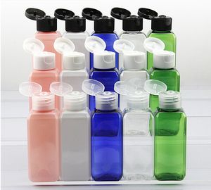 Bonito 50ml Clear Flip Top Cap Garrafa Transparente Pequena Pequena Frasco Vazio Bottles Recipiente Composição Líquido Recarregável Frasco Cosmético