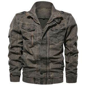 Men Vintage Military Denim Jacket Casual Outdoor Windbreaker Jacket Bomber Jackets Male Slim Fit Coats Plus Size M-6XL