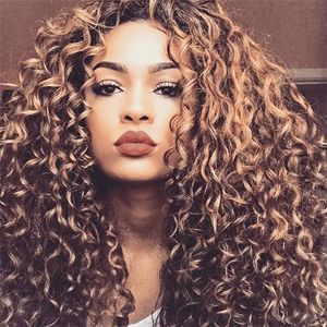 26 cali Aimizi Syntetyczna Simulatioin Ludzkie Włosy Peruki dla Czarnych Kobiet Afro Kinky Curly Wig