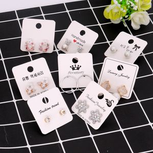 100pcs lot 4x4cm White Color Paper Different Design Colorful Earrings Ear Stud Card Jewelry Display Hang Tag Label Printing