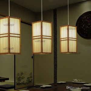 Modern Bamboo Pendant Lamp Handmade Wood Lantern Restaurant Bar Cafe Bistro Hotel Teahouse Bedroom Suspension Hanging Light