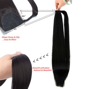 100% Mänskligt hår Ponytail Wrap Clip In Human Hair Extensions Straight Wave 14-26INCH Brazilian Remy Hair 100G Per Pack, Gratis DHL