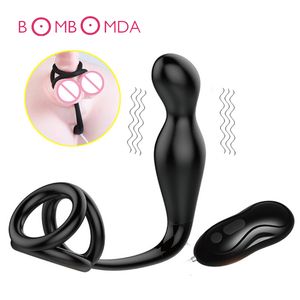 Telecomando senza fili Vibratori anali Bondage del pene Anello di eiaculazione ritardata Massaggiatore della prostata Dildo Butt Plug Giocattoli del sesso per gli uomini T191031