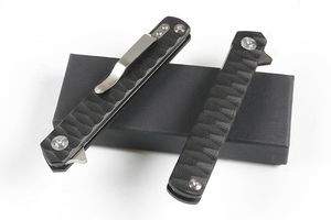 Ny kullager Flipper Fold Knife D2 Satin Drop Point Blad Black G10 Rostfritt stålplåthandtag Fickknivar