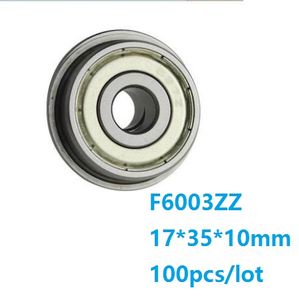 100 adet / grup F6003ZZ F6003 ZZ F6003Z F6003-ZZ 17x35x10mm Metal kapak flanş Bilyalı Rulman derin oluk 17 * 35 * 10mm