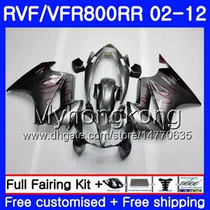 Corpo Fiamme rosse grigio Per HONDA Interceptor VFR800RR 02 03 04 05 06 07 258HM.2 VFR 800R 800RR VFR800 RR 2002 2003 2004 2005 2006 2007 Carenatura