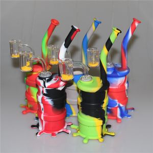 Colorful Hookahs Silicone Bongs with glass downstem silicone water pipe dab rig 14 mm joint yellow sand quartz banger
