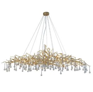 Phube Lighting Artistic Branches Crystal Chandeliers Light Water Drops Colored Glazed Salon Copper Chandelier LLFA