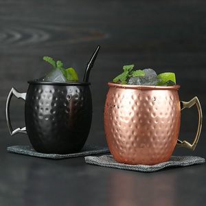 Unzen gehämmerter, verkupferter Moskau-Mule-Becher, Bierbecher, Kaffeebecher, verkupferter schwarzer Rosenbecher, Küchenbar, Trinkgeschirr, 550 ml, LX4248