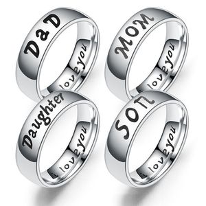 Stainless Steel I Love you designer Ring I love You Dad Mom Son Daughter Ring Bang Family member letter Rings Fashion Jewelry