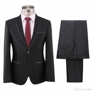 Costume Suit Party 2 Pieces jaqueta de Formal Negócios Black Men Suit do casamento do noivo Terno Slim Fit Mens Blazer bonito smoking Homens magros + Pants