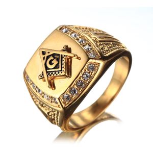 Europeisk och amerikansk smycken Mäns Ring 18K Guldpläterad Titan Stålring, Smycken Storlek 7,8,9,10,11,12,13