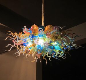 LED ljuskrona lampor färgglada murano glas tak ljuskrona hög hängande hänge ljusblåsa glasboll ljuskrona ljus armaturer